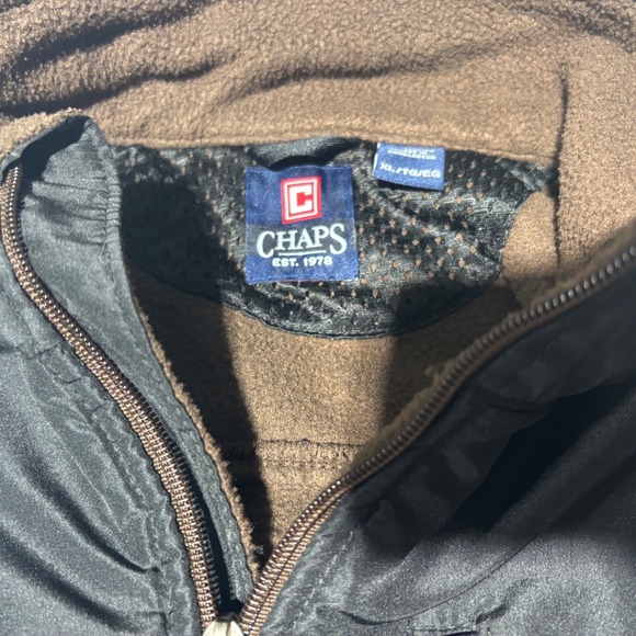 Chaps Fleece Jacket Full Zip Men's Size XL Brown Black Outdoor Casual - Picture 3 of 6